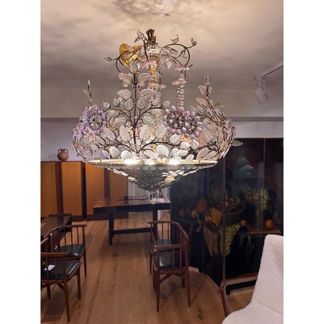 Cut Glass Floral Chandelier from Maison Bagués, 1950s For Sale - Image 6 of 7