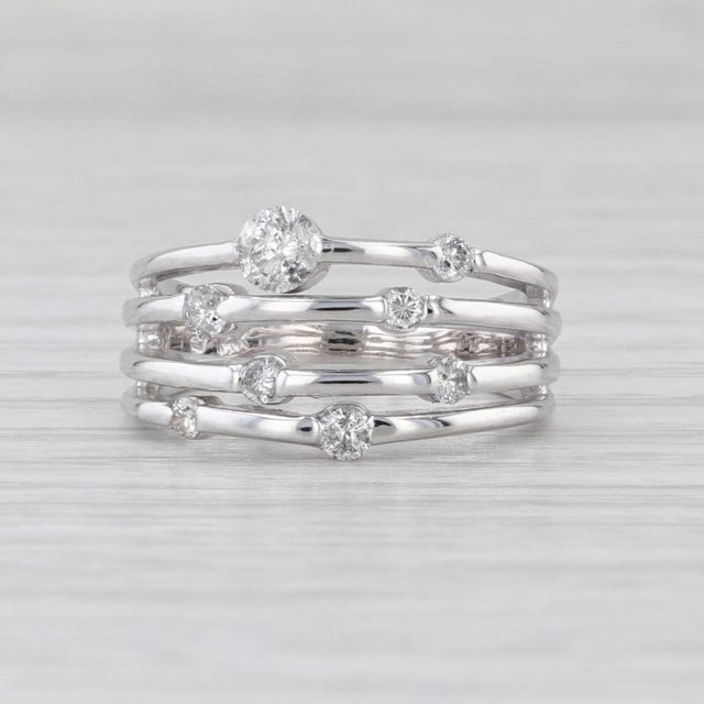0.37ctw Diamond Orbite Multiband Ring 14k White Gold Size 5.25-5.5 For Sale - Image 4 of 8