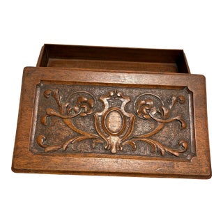 Vintage Carved Wooden Decor and Storage Box For Sale