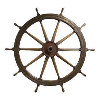 Impressive 72-Inch Antique Nautical Maritime Ship Wheel For Sale
