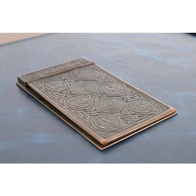 Art Deco Tiffany Studios New York Zodiac Bronze Notepad Holder For Sale - Image 3 of 12