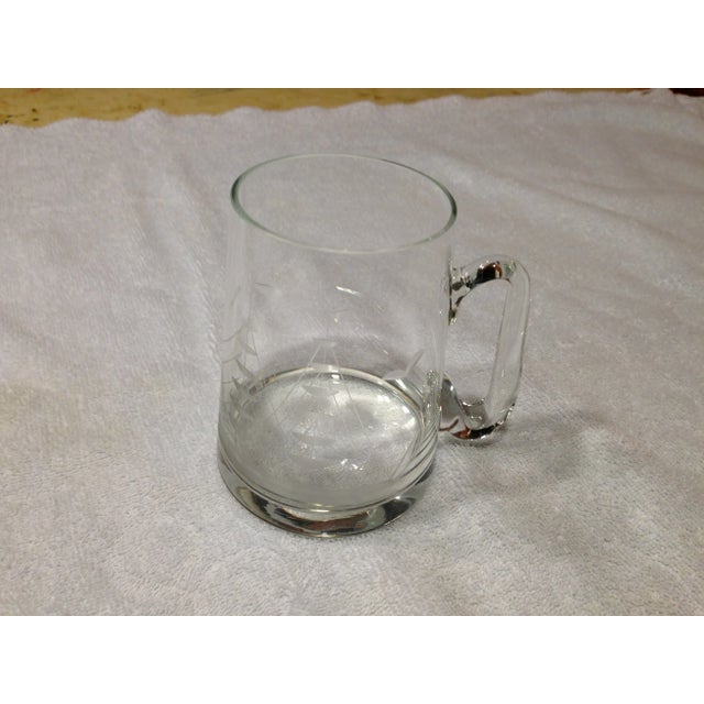 Vintage Glass Tea Cup Mug Sailboat Ship Nautical Theme Beach. Unknown Maker. Measures: 4 3/4" High by 2 3/4" Wide at Top...