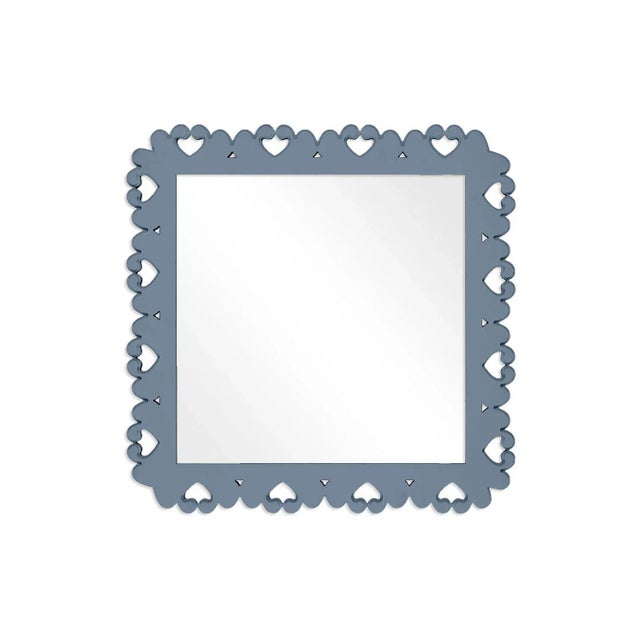 Contemporary Fleur Home Garden District Satsuma Square Mirror in Bachelor Blue, 48x48 For Sale - Image 3 of 3