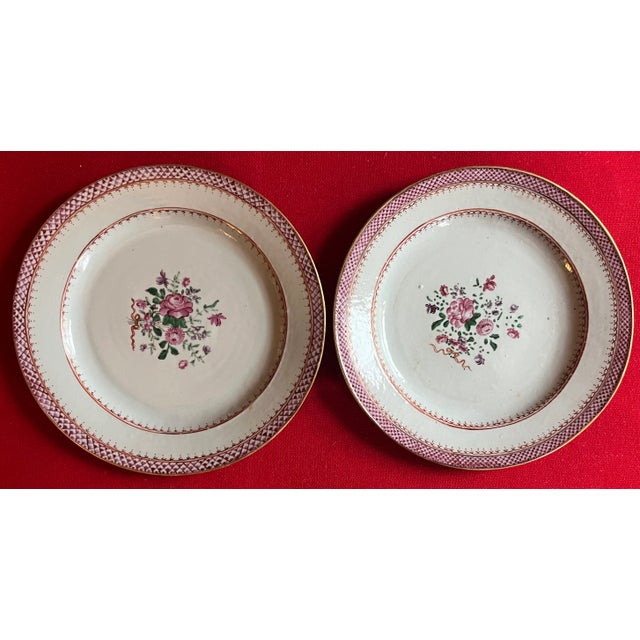 Antique 18th Century Chinese Export Porcelain Plates in Famille Rose Palette Decorated With Flowers - A Set of 10 For Sale In New York - Image 6 of 12