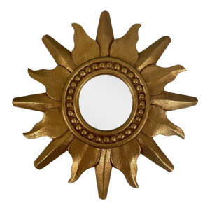 1960-70s Vintage French Style Gold Gilded Sunburst Wall Mirror