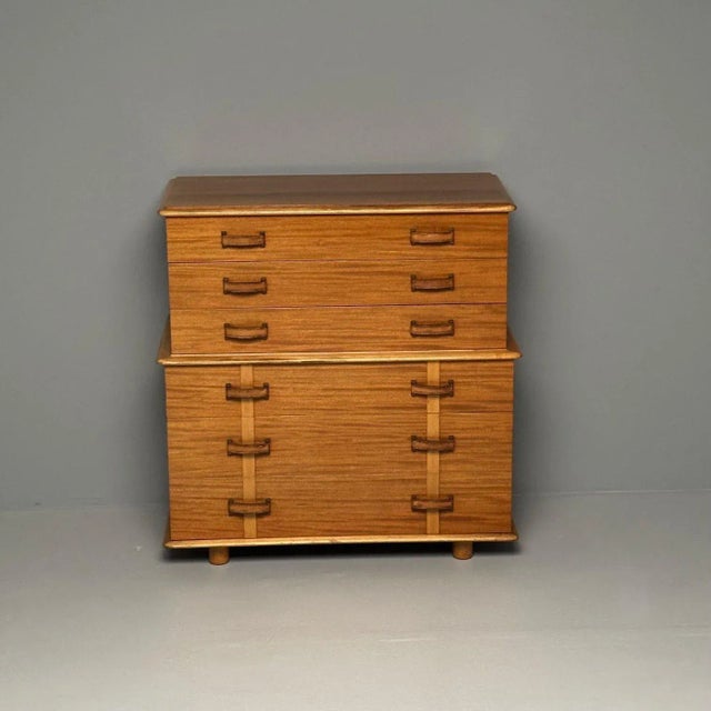 Paul Frankl, Rare Station Wagon Highboy Dresser, Rock Maple, Leather, Usa, 1950s For Sale - Image 4 of 12