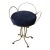 Vintage White-Painted Iron Petal Back Vanity Chair With Navy Suede Seat, Circa Mid-20th Century For Sale