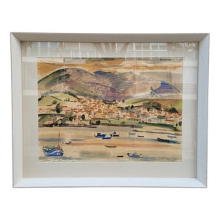 Menchu Gal, Txingudi Bay and Mount San Marcial, 20th Century, Watercolor on Paper For Sale