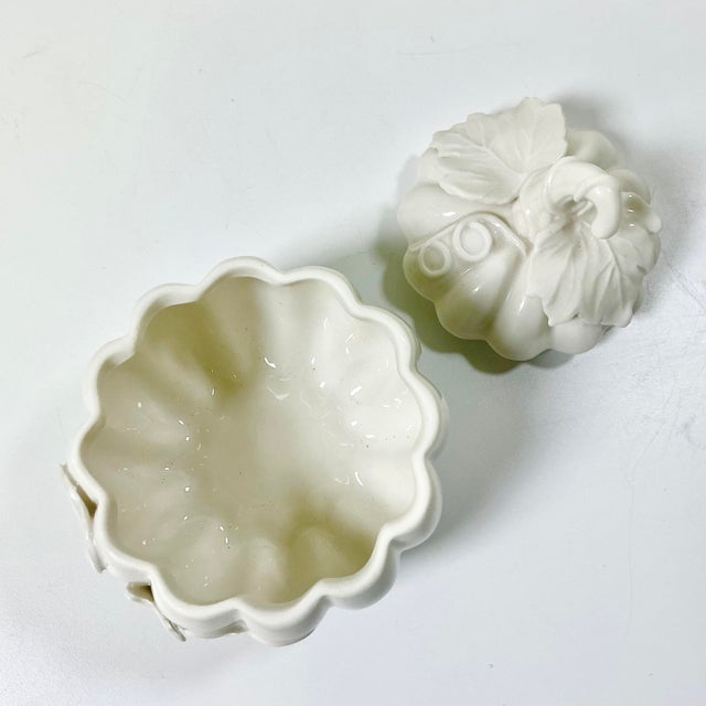 Vintage Americana Boho Chic Hollywood Regency Blanc De Chin Pumpkin Box, Halloween & Thanksgiving For Sale - Image 10 of 11