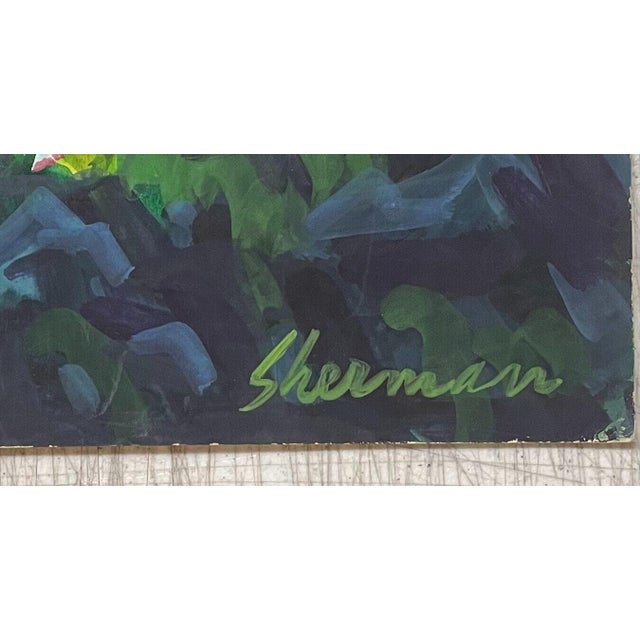 1950s Vintage James Russell Sherman Central Park Plaza Hotel Roof New York Painting For Sale - Image 5 of 11