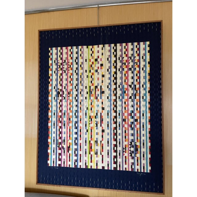 Blue Silk Tapestry by Yaacov Agam, 1981 For Sale - Image 8 of 10