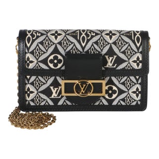 Black Blue Jacquard Since 1854 Dauphine Chain Wallet For Sale