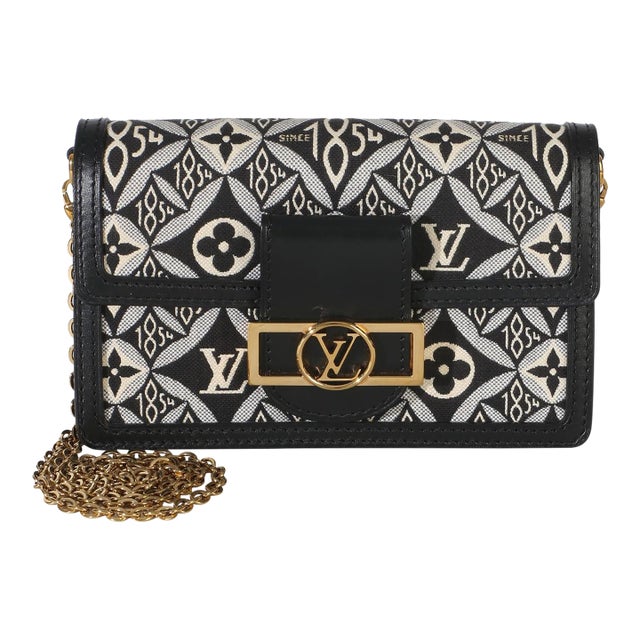 Black Blue Jacquard Since 1854 Dauphine Chain Wallet For Sale