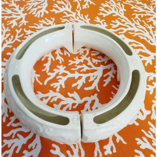 Vintage German Ceramic White Round Tulipiere Vase Vessel Floral Container For Sale - Image 9 of 9