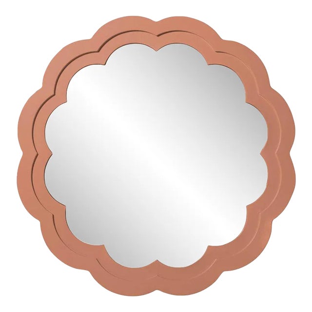 Fleur Home Audubon Peony Circle Mirror in Red Earth, 24x24 For Sale