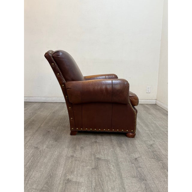 Animal Skin Leather Chair With Matching Ottoman For Sale - Image 7 of 11