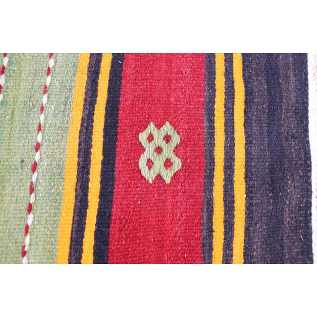 1980s Colorful Striped Mid Century Design Runner Kilim Rug For Sale - Image 10 of 11