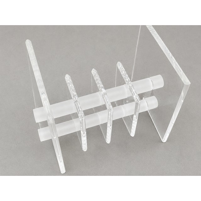White Mid Century Modern Lucite & Glass Coffee | Side Table, C. 1970s For Sale - Image 8 of 13