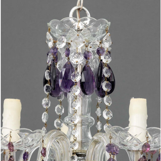 Late 20th Century Murano Amethyst Glass Five-Branch Chandelier For Sale - Image 5 of 11