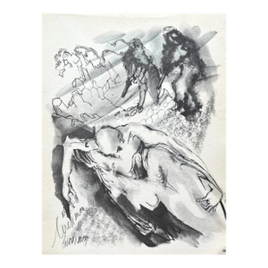 Luc Simon Pencil Hand-Signed Drawing Fscimile 1962