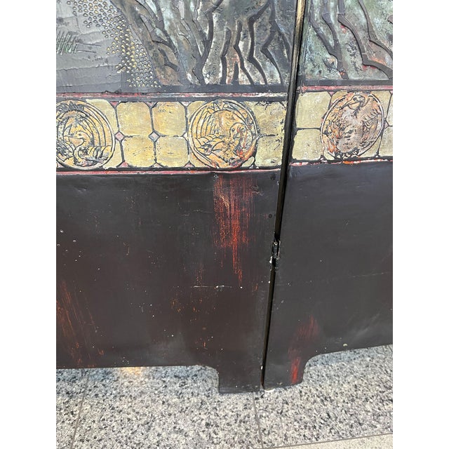 1970s Ming Dynasty Style Coromandel Four Panel Screen For Sale - Image 9 of 10