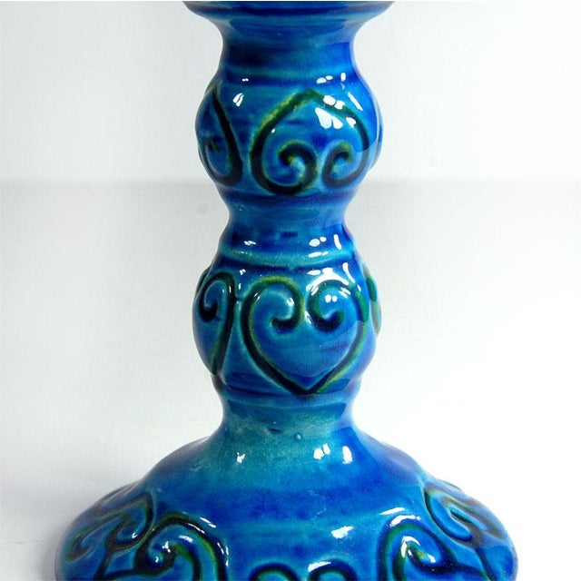 1970s Italian Blue Ceramic Candleholder from Italica Ars, 1970s For Sale - Image 5 of 7