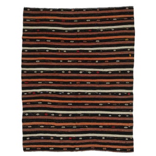Striped Vintage Turkish Kilim Rug- 7′7″ × 10′ For Sale