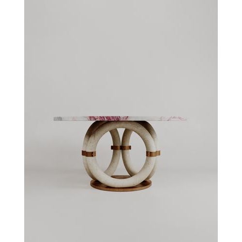Round Black Marble Bronze Lilly Dining Table by Esther Knopfler For Sale - Image 14 of 15