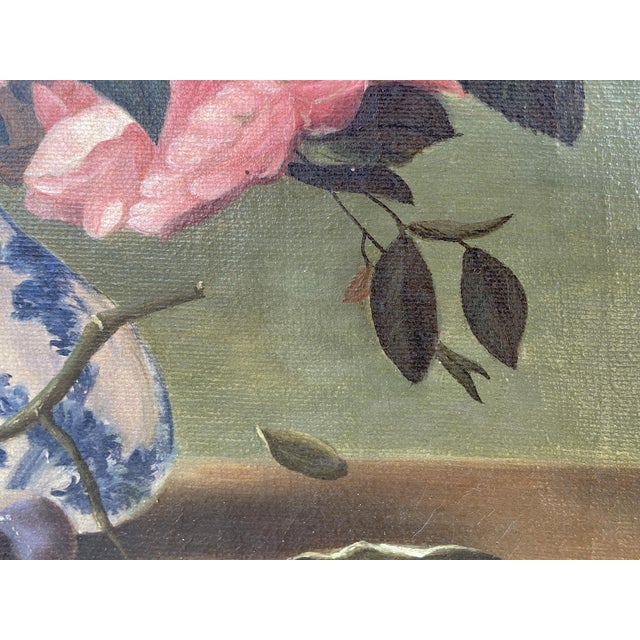 Still Life with Roses and Fruits, 1950s, Oil Painting on Canvas, Framed For Sale - Image 8 of 18