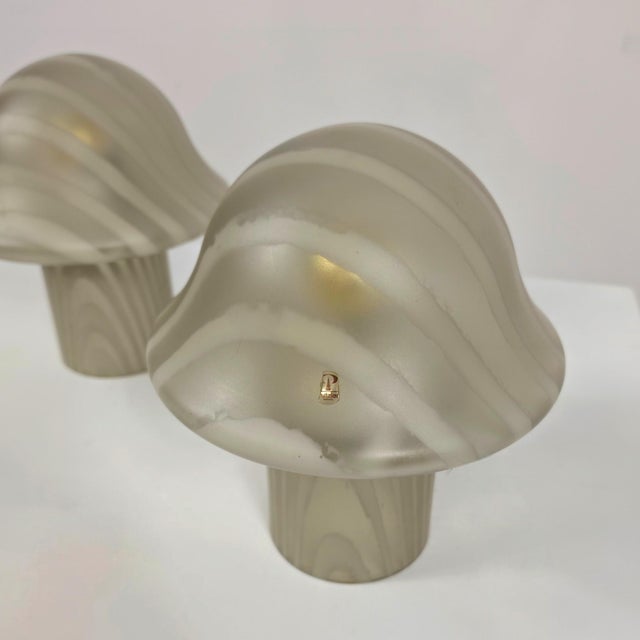 Vintage Mushroom Table Lamps in Opaline Glass by Peill & Putzler, 1970s, Set of 2 For Sale - Image 4 of 7