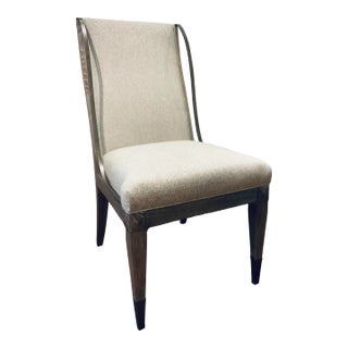 Caracole Organic Modern Gray and White Open Arms Side Chairs Pair For Sale