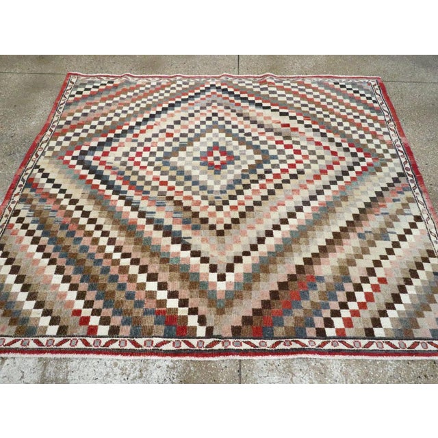 Galerie Shabab Collection Mid-20th Century Turkish Anatolian Square Carpet For Sale In New York - Image 6 of 9
