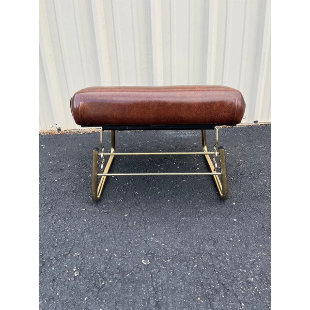 Pearl Wick Leg Lounger- 1960s Adjustable Vinyl Footstool For Sale - Image 11 of 12