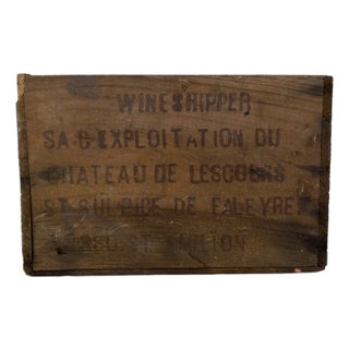 Rustic Vintage French Wine Shipper Crate — Château De Lescours, Saint-Émilion For Sale