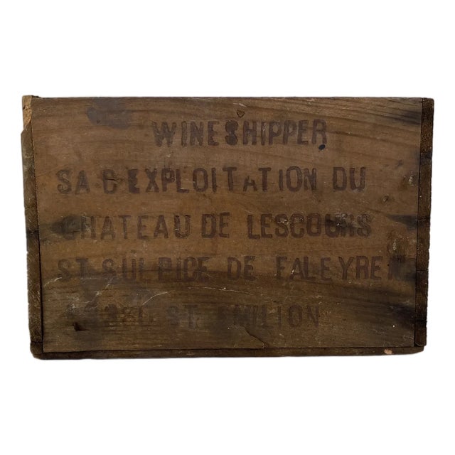 Rustic Vintage French Wine Shipper Crate — Château De Lescours, Saint-Émilion For Sale
