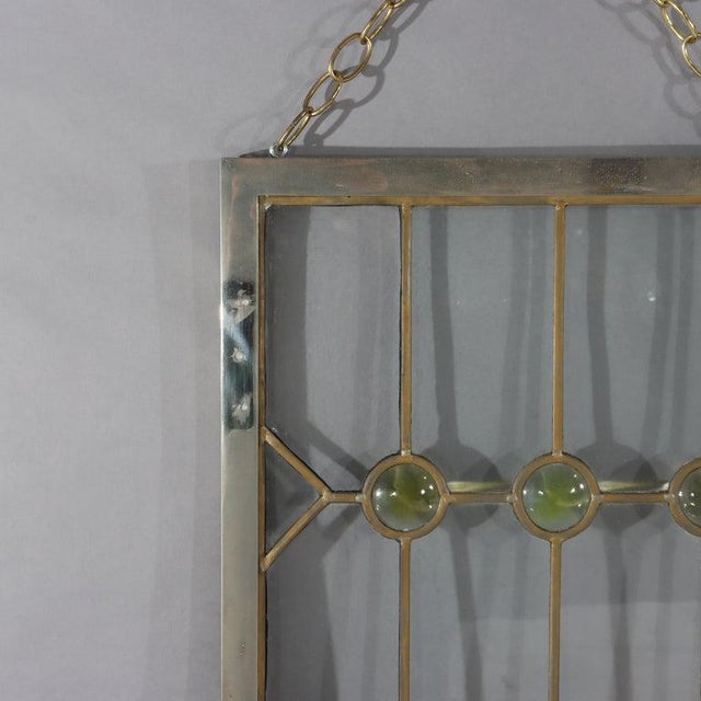 Pair of Antique Frank Lloyd Wright School Leaded Glass & Jeweled Window C1910 For Sale - Image 11 of 11
