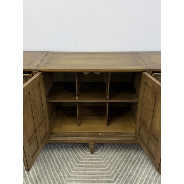 MCM Modular Three Piece Buffet Console Server Vintage Grey Green Server For Sale - Image 12 of 15