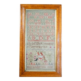 19th Century American or English Needlework Sampler Dated 1830 For Sale