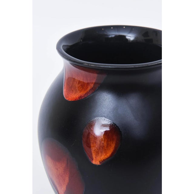 Poole Pottery Vintage English Ceramic Black and Red Vase by Poole, 1960's For Sale - Image 4 of 9