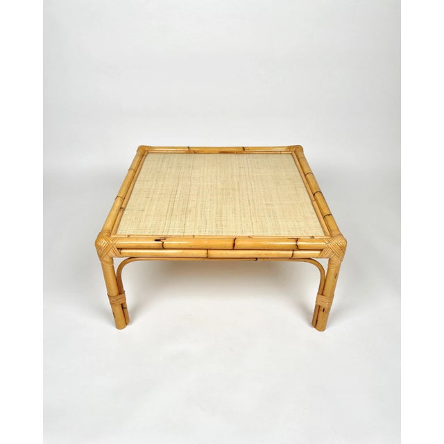 センターテーブル・ローテーブル Old Rattan Coffee Table Rattan Coffee Table - Vintage Rectangular Coastal Boho Chic