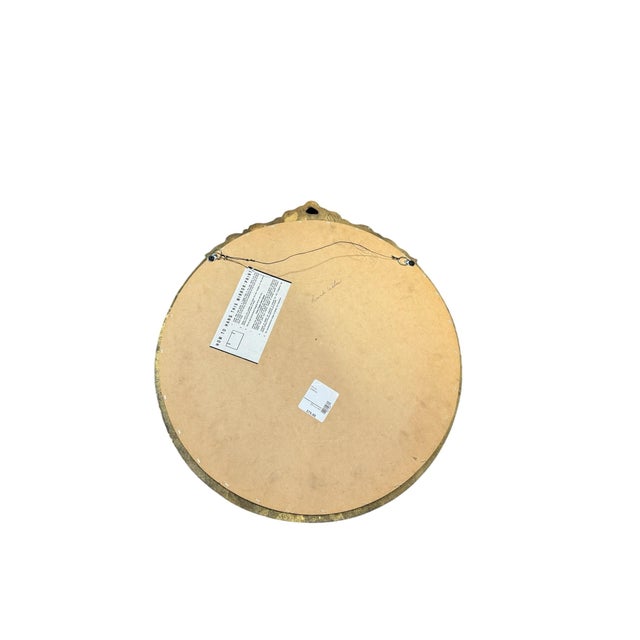 Glass Vintage Hollywood Regency Round Gold Ribbon Crest Wall Mirror 19.5 Inches For Sale - Image 7 of 8