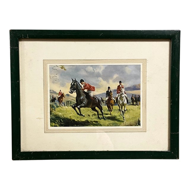 Vintage English Brass Hunting Print For Sale