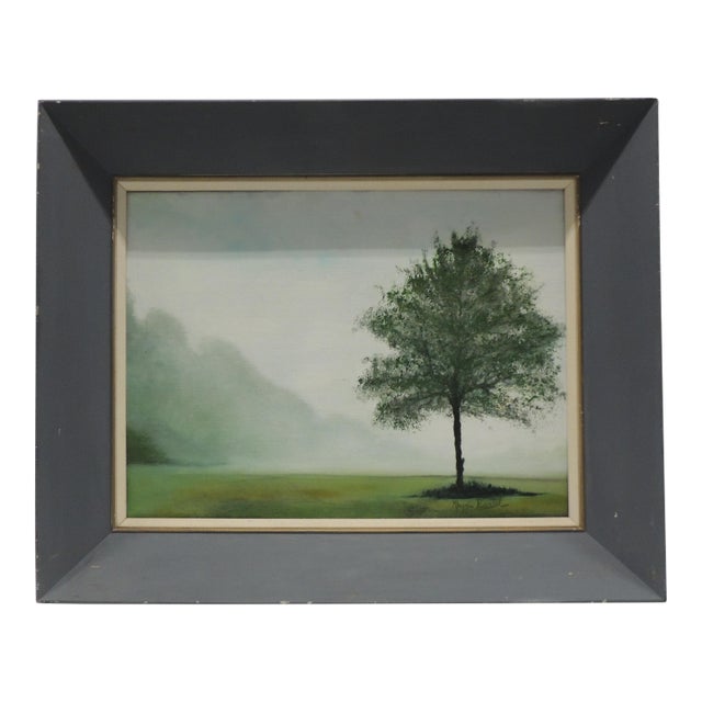 Framed Oil Painting "Morning Fog" Painted Wood Frame For Sale