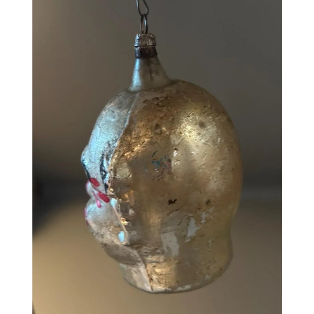 Traditional 1920's Large Clown Head German Glass Ornament For Sale - Image 3 of 4