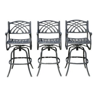 Private Listing for 1 Stool - Cast Aluminum Swivel Art Nouveau Style Pool Patio Barstools Chairs For Sale