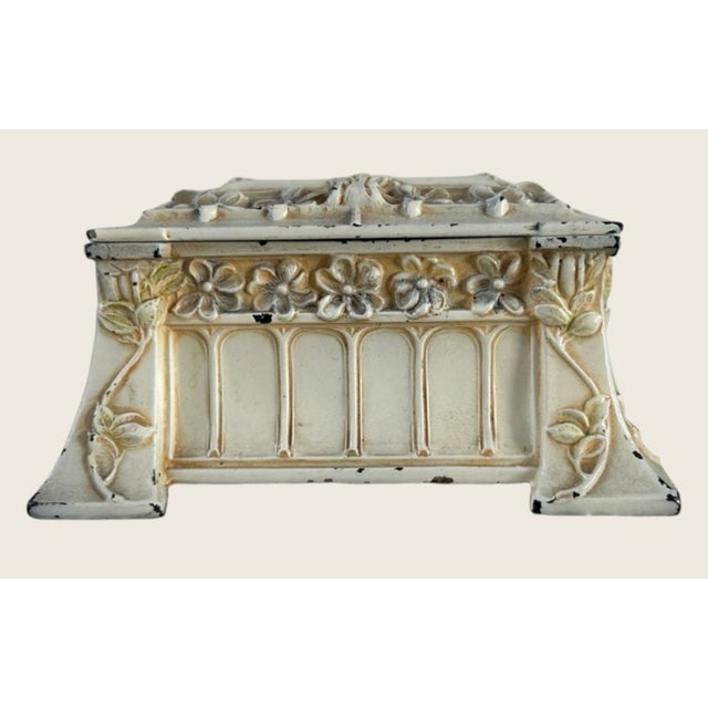 5.5” long x 2.5 tall x 3.5 wide, a beautiful Art Nouveau box or casket, very heavy for its size, very nice shape with...