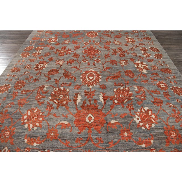 Textile Oversize Modern Gray Oushak Handmade Wool Rug For Sale - Image 7 of 13