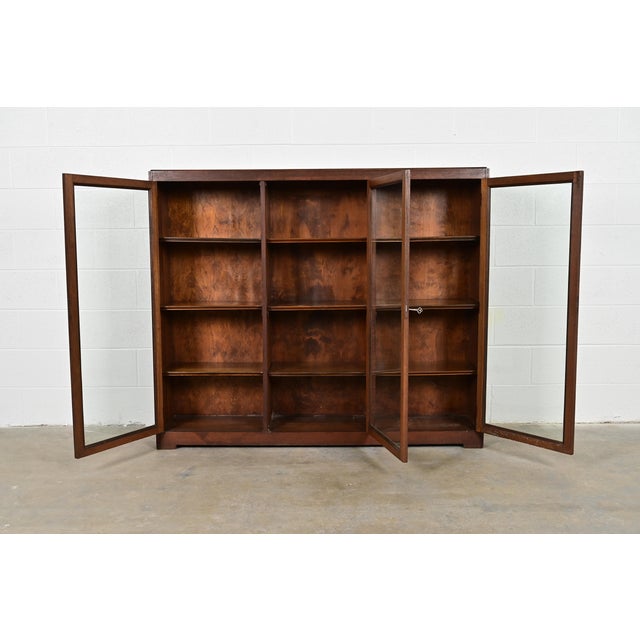 Early 20th Century Limbert Style Antique Mission Oak Arts and Crafts Triple Bookcase Cabinet, Circa 1900 For Sale - Image 5 of 11