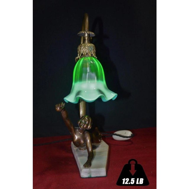 French Art Deco Gilt Bronze Nude Figure Table Lamp, 1930 For Sale - Image 10 of 18