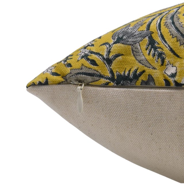 Fabdivine Traditional Block Print Pillow Cover 24x24 Inch Duck Canvas-Kundanvan For Sale - Image 4 of 5